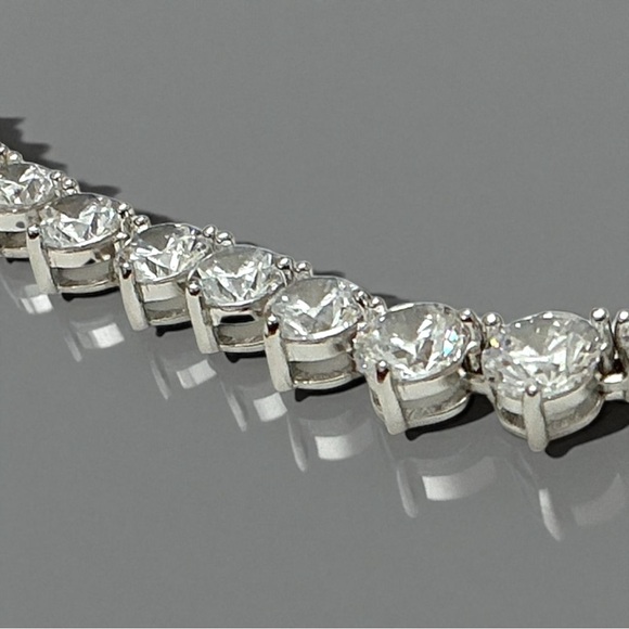 925 Tennis Necklace REAL Sterling Silver 18” Graduated Cubic Zirconia - Picture 8 of 11